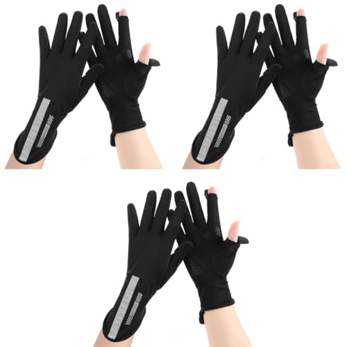PALAY® Driving Gloves for Women UV Protection Ice Silk Sun Open Finger Design Fashion Anti-slip Riding Black 3PCS PALAY® Driving Gloves for Women UV Protection Ice Silk Sun Open Finger Design Fashion Anti-slip Riding Black 3PCS